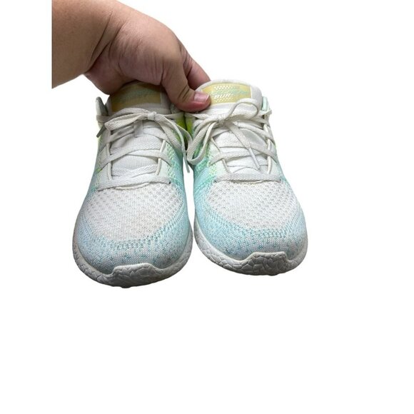 Skechers Burst Women's White/Yellow/Blue Lace-Up Athletic Shoes Size 10 - Picture 4 of 9